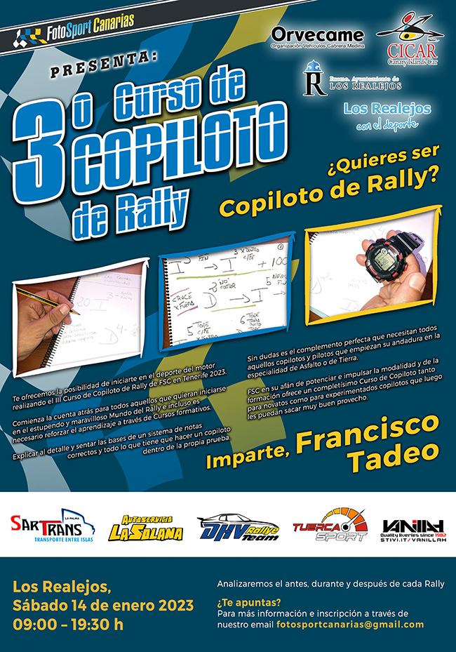 Foto Sport Canarias - 3° Curso de Copiloto de Rally Tenerife Foto Sport Canarias - 3° Curso de Copiloto de Rally Tenerife