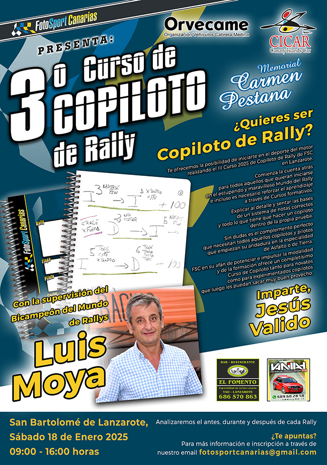 Foto Sport Canarias - 3° Curso de Copiloto de Rally Lanzarote Foto Sport Canarias - 3° Curso de Copiloto de Rally Lanzarote